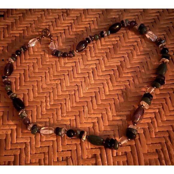 Vintage Beautiful Varied Crystals Beaded Long Necklace Heavy Chunky - Picture 1 of 4